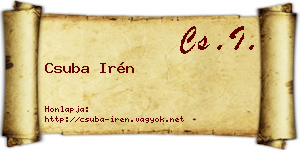 Csuba Irén névjegykártya